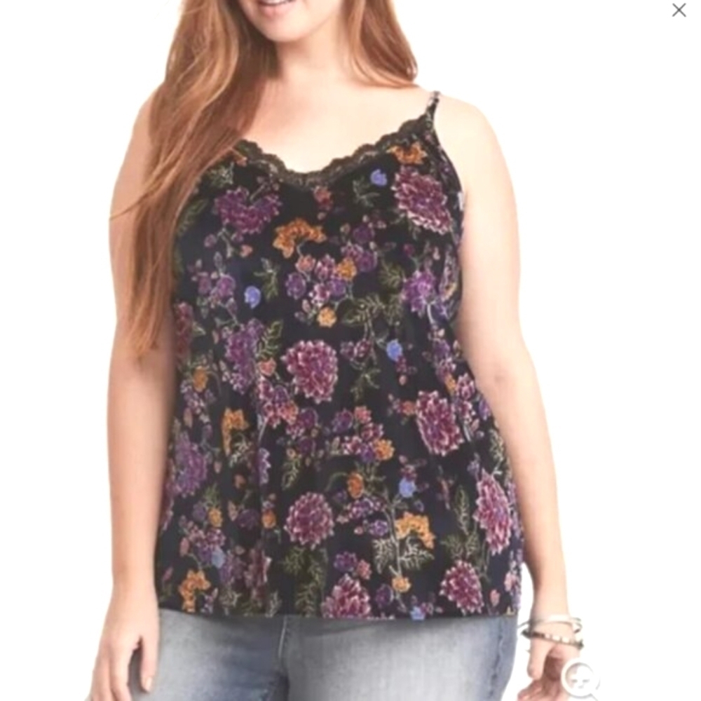 Torrid Velvet Lace Trim Cami blue 2x